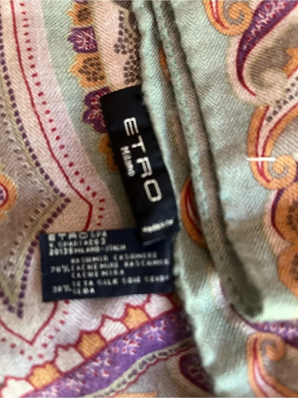 Etro Milano Paisley cashmere and silk  large scarf made in Italy